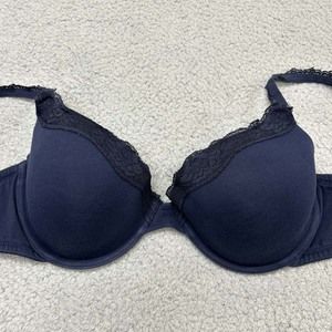 Motherhood Maternity Bra 36DD Nursing Bra Blue Lace Trim